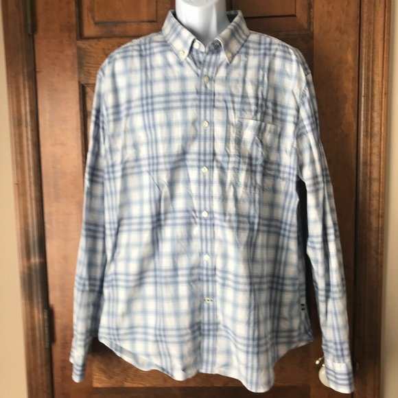 FINAL PRICE - Nautica Light Blue & White Plaid Casual Button-Down Shirt XX-Large - Picture 1 of 12